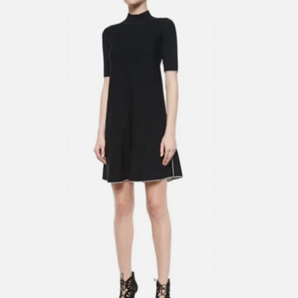 Theory Lakelyn Evian Wool Shift Dress Womens Sz Large Mock Neck Sweater Knit